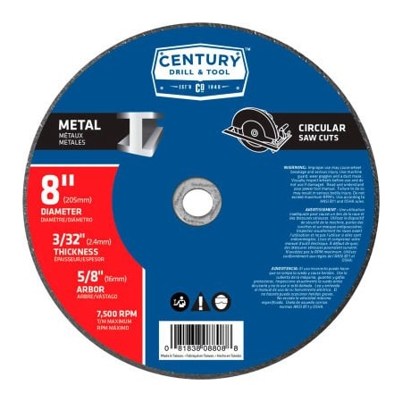 Century Drill & Tool Century Drill 0 Abrasive Saw Blade 8" x 5/8" Fiberglass 8808